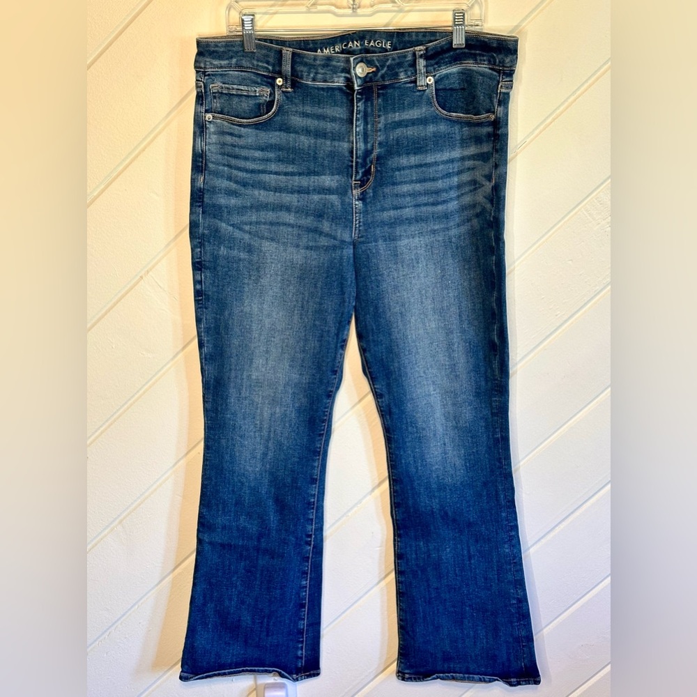 AE Next Level Stretch Hi-Rise Skinny Kick Jeans, Size 16 SHORT